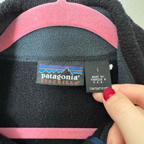 VINTAGE PATAGONIA Black Fleece Zip Up Vest Size Large Casual winter fall - Picture 4 of 7